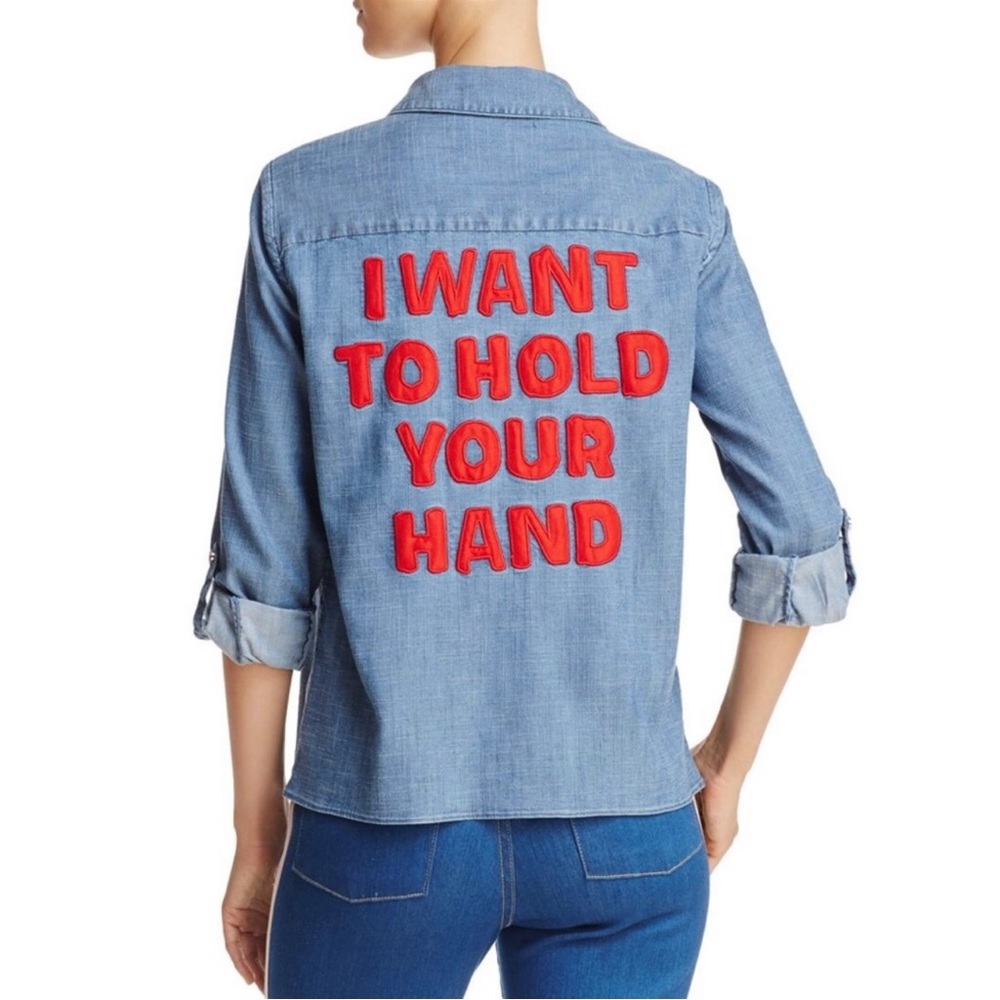 Alice & Olivia The Beatles “I Want To Hold Your Hand”Button Down Shirt - Picture 3 of 10